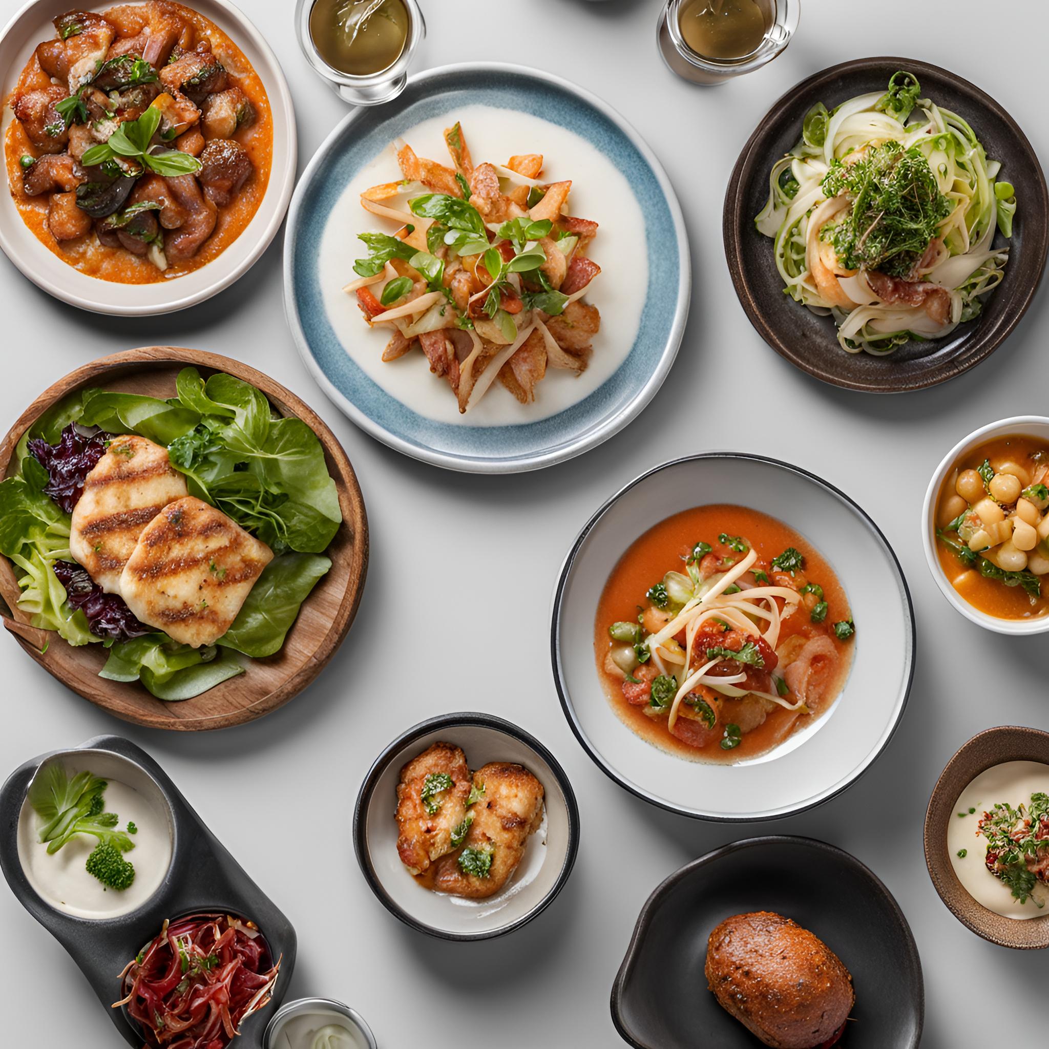 restaurant food dishes from above